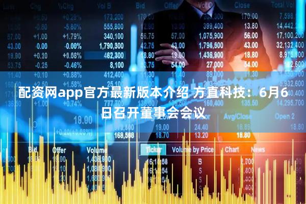 配资网app官方最新版本介绍 方直科技：6月6日召开董事会会议